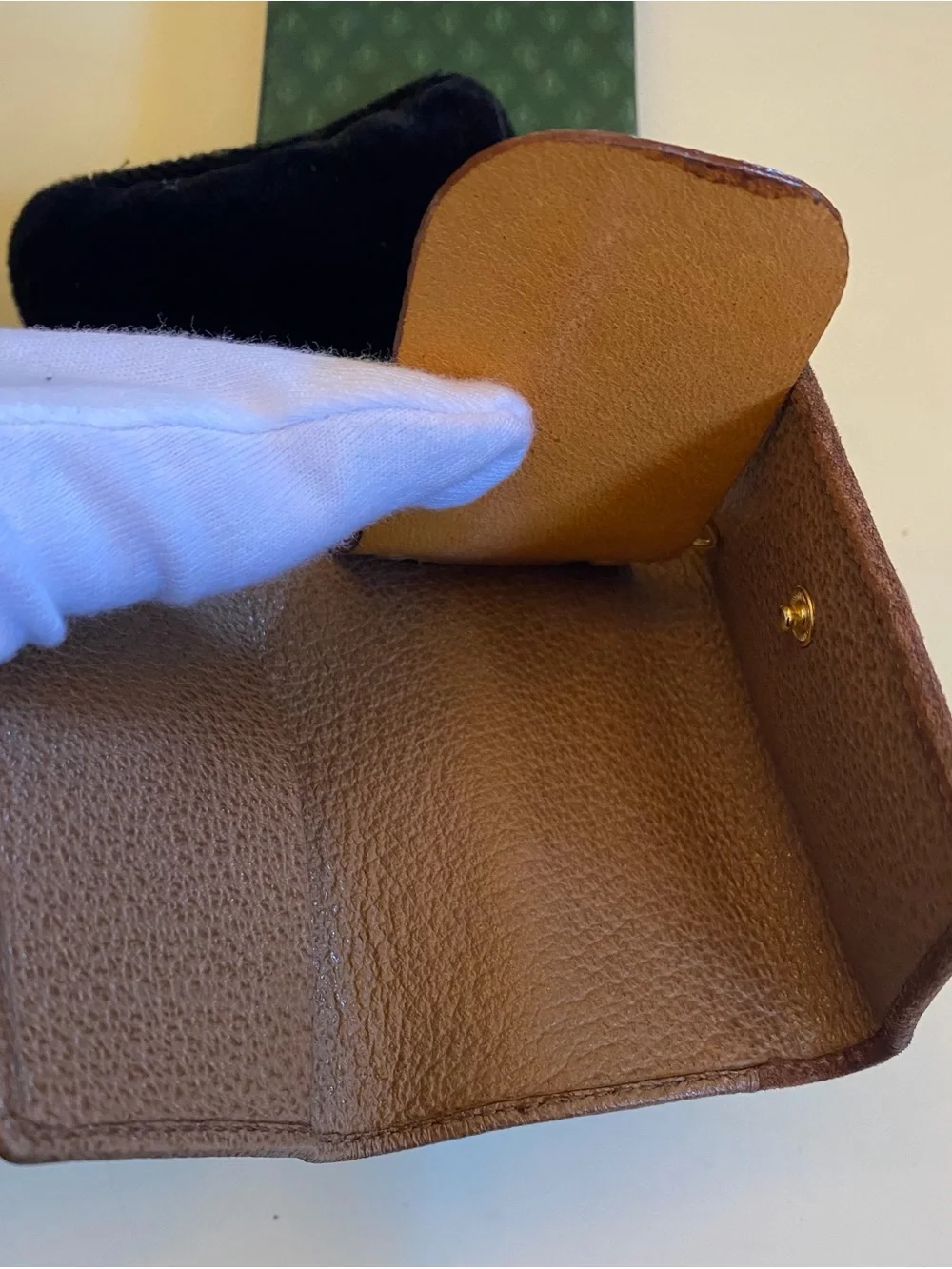 Gucci Brown Pebbled Leather Key / Card Case with Gold-Tone / Bamboo Hardware